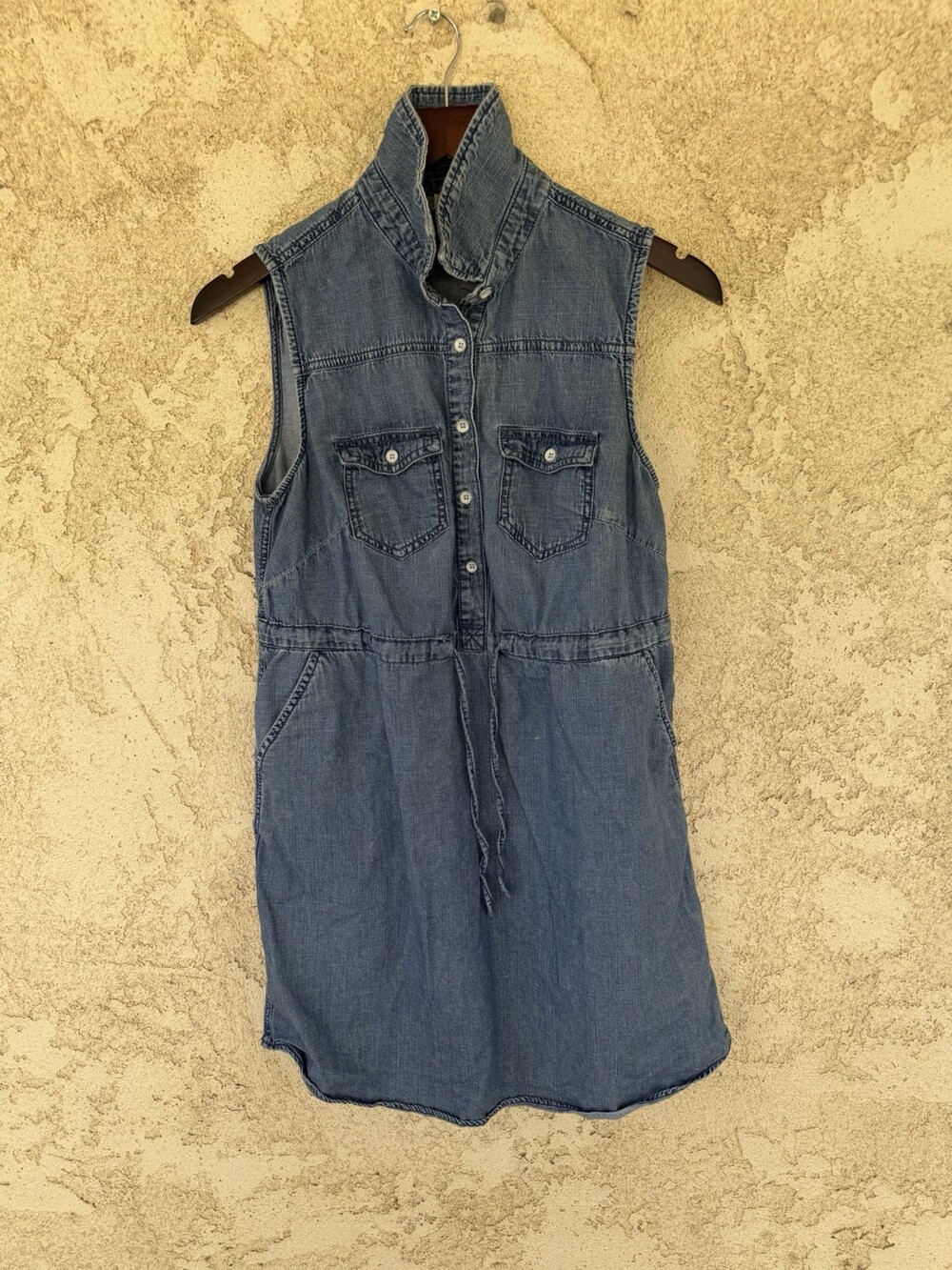 Mossimo Soft Denim Dress Sleeveless Drawstring Waist Size SMALL